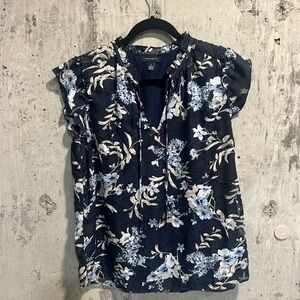 Elegant Navy Floral Women's Blouse